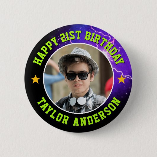 Alles Gute zum Geburtstag Benutzerdefiniertes Foto Button (Vorderseite)