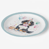 Alles Gute zum Geburtstag Berner Sennenhund Pappteller (Schrägansicht)