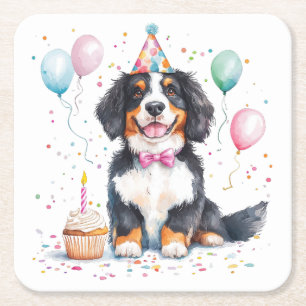 Alles Gute zum Geburtstag Berner Sennenhund Rechteckiger Pappuntersetzer