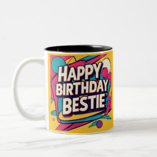 Alles Gute zum Geburtstag Beste Freundin - Pop Art Zweifarbige Tasse