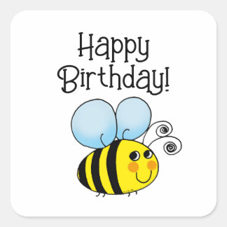 Alles Gute zum Geburtstag! (biene) Quadratischer Aufkleber