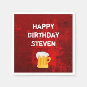 Alles Gute zum Geburtstag Bier Tasse auf Grunge Re Serviette