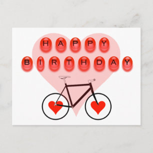 Alles Gute zum Geburtstag - Bike und Herz Postkarte