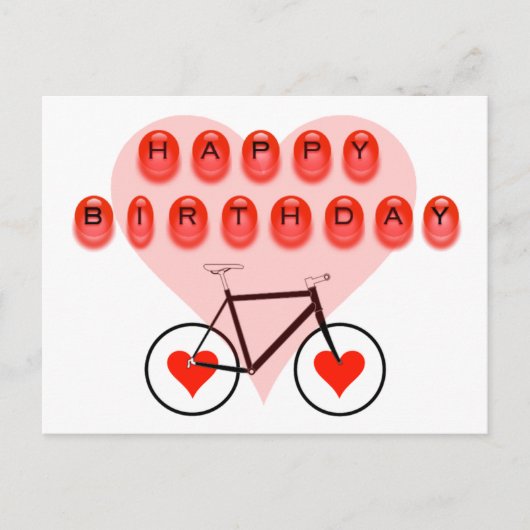 Alles Gute zum Geburtstag - Bike und Herz Postkarte (Vorderseite)