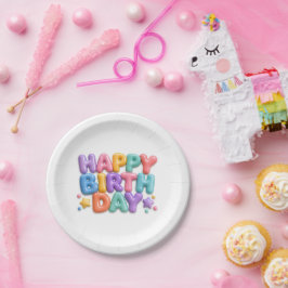 Alles Gute zum Geburtstag Blase Buntes Glasdesign Pappteller