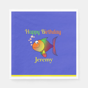 Alles Gute zum Geburtstag, bläst die Fischvorlage Serviette