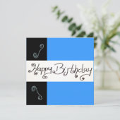 Alles Gute zum Geburtstag blau Einladung (Stehend Vorderseite)