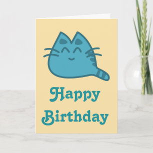 Alles Gute zum Geburtstag Blau Lächelnde Kitty Kat Karte