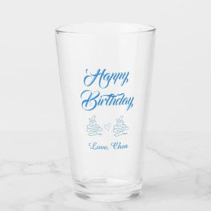 Alles Gute zum Geburtstag blaue Torte Herz Name Li Glas