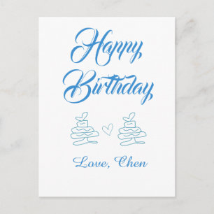 Alles Gute zum Geburtstag blaue Torte Herz Name Li Postkarte