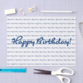 Alles Gute zum Geburtstag! Blaues Wiederholmuster Seidenpapier (Handwerk)