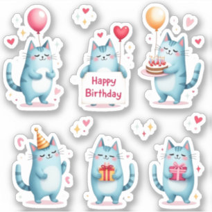 Alles Gute zum Geburtstag - Blue Cats - Cake Ballo Aufkleber