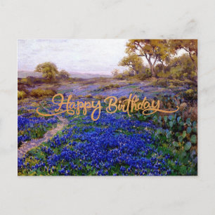 Alles Gute zum Geburtstag, Bluebonnets bei Twiligh Postkarte
