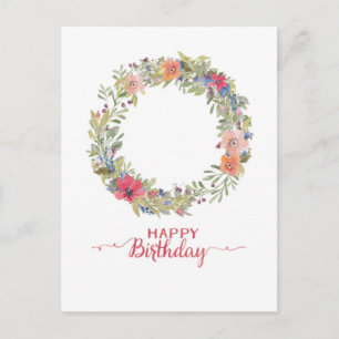 Alles Gute zum Geburtstag Blumenkranz Aquarell Postkarte