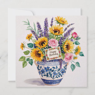 Alles Gute zum Geburtstag & Blumenstrauß  Grußkart Feiertagskarte