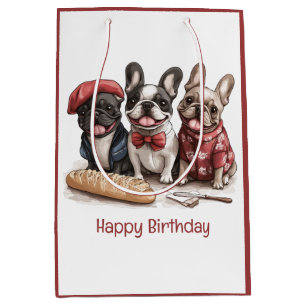 Alles Gute zum Geburtstag Bonjour Französische Bul Mittlere Geschenktüte