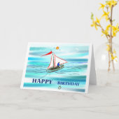 Alles Gute zum Geburtstag - Boot Karte (Gelbe Blume)