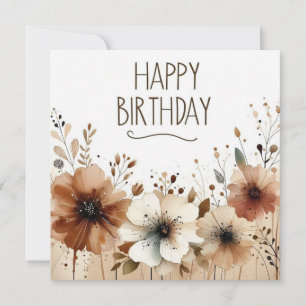 Alles Gute zum Geburtstag braune Blumen Karte