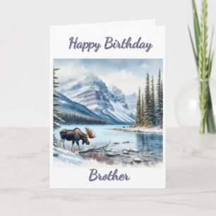 Alles Gute zum Geburtstag Bruder Elch im Winter  Karte