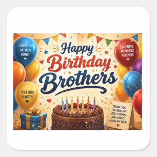Alles Gute zum Geburtstag Brüder Feier Ballons Kuc Quadratischer Aufkleber