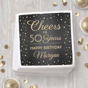 Alles Gute zum Geburtstag, Brushed Black & Gold Ko Serviette
