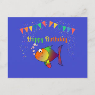 Alles Gute zum Geburtstag, Bubbles der Fisch belie Postkarte