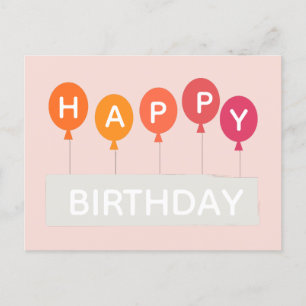 Alles Gute zum Geburtstag, bunte Ballons Postkarte