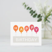 Alles Gute zum Geburtstag, bunte Ballons Postkarte (Stehend Vorderseite)