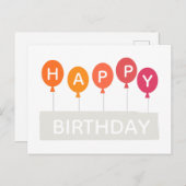 Alles Gute zum Geburtstag, bunte Ballons Postkarte (Vorne/Hinten)