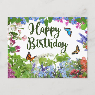 Alles Gute zum Geburtstag Bunte Blumen Botanischer Postkarte