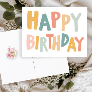 ALLES GUTE ZUM GEBURTSTAG Bunte Pastell-Handschrif Postkarte
