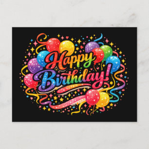 Alles Gute zum Geburtstag Bunte Regenbogen Luftbal Postkarte