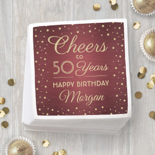 ALLES Gute zum Geburtstag Burgunder Gold Konfetti Serviette