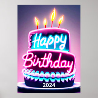 Alles Gute zum Geburtstag Cake 2024 Party Poster