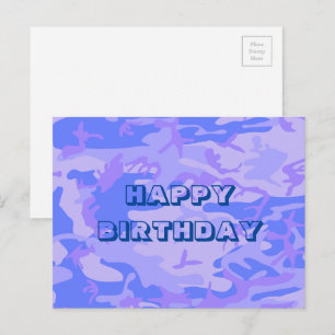 Alles Gute zum Geburtstag Camouflage Pastell Blau  Postkarte