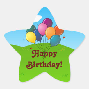 Alles Gute zum Geburtstag! Celebration Balloons Stern-Aufkleber