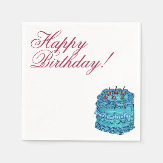 Alles Gute zum Geburtstag Cherry Blue Cake Cocktai Serviette