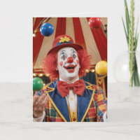 Alles Gute zum Geburtstag Clown jongliert bunte Bä