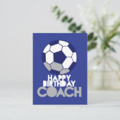 Alles Gute zum Geburtstag COACH mit Fußball Postkarte (Stehend Vorderseite)