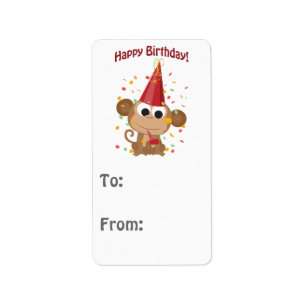 Alles Gute zum Geburtstag! Confetti Monkey Adressaufkleber