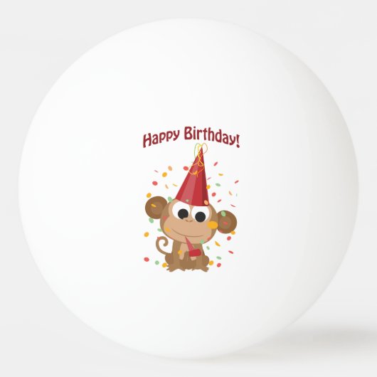 Alles Gute zum Geburtstag! Confetti Monkey Tischtennisball (Vorderseite)