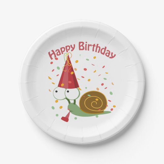 Alles Gute zum Geburtstag! Confetti Snail Pappteller (Vorderseite)