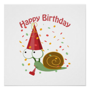 Alles Gute zum Geburtstag! Confetti Snail Poster