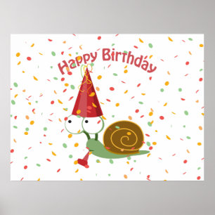 Alles Gute zum Geburtstag! Confetti Snail Poster