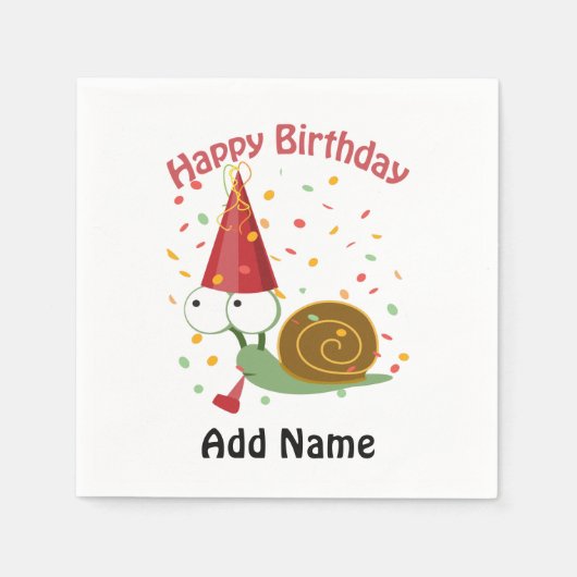 Alles Gute zum Geburtstag! Confetti Snail Serviette (Vorderseite)