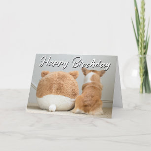 Alles Gute zum Geburtstag   Corgi & Plüschwelpe Karte