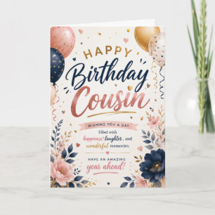 Alles Gute zum Geburtstag Cousin Elegant Erwachsen Karte