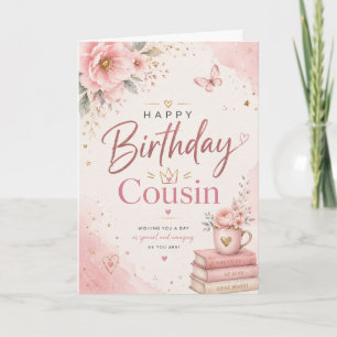 Alles Gute zum Geburtstag Cousine Floral Wasserfar Karte