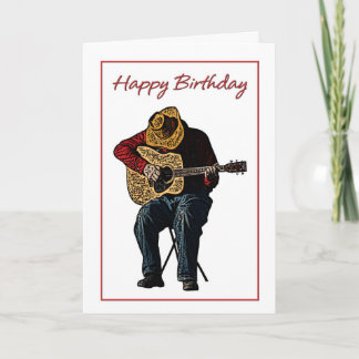 Alles Gute zum Geburtstag Cowboy mit Gitarren-Illu Karte