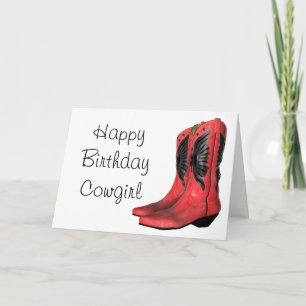 Alles Gute zum Geburtstag Cowgirl Stiefel Rote Gru Karte